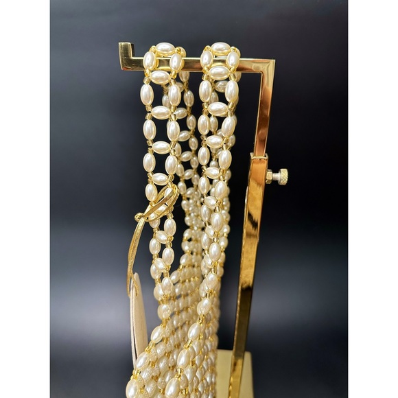 New VANINA ‘Sable Nacré’ Faux Pearl Tote – Ecru | Handcrafted Pearl Beaded bag - Picture 6 of 9